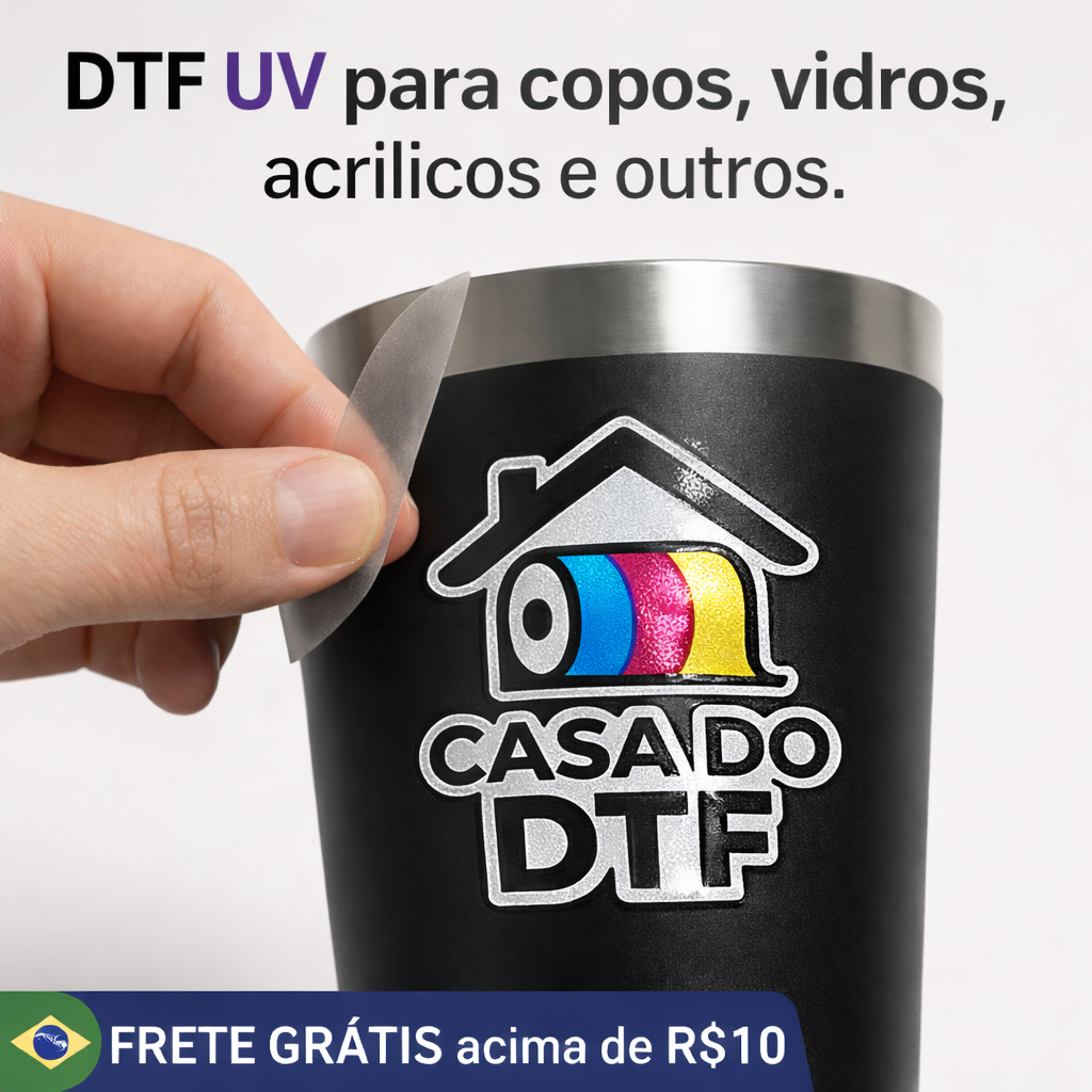 KITS ADESIVOS DTF UV DE 10,15 OU 20  Personalizado | Para Copos, Canecas, Vidro, Acrílico e Plástico | Alta Definição