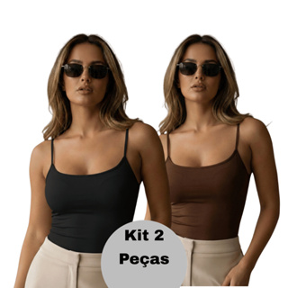 Kit 2 Cropped Alça Moda Blogueira Micropremium Confortável Basico Premium Para Academia Festas em Oferta na Shopee