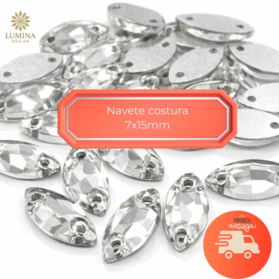 Pedraria Chaton Cristal Para Costura Navete 7x15mm Bordado Brilho Profissional