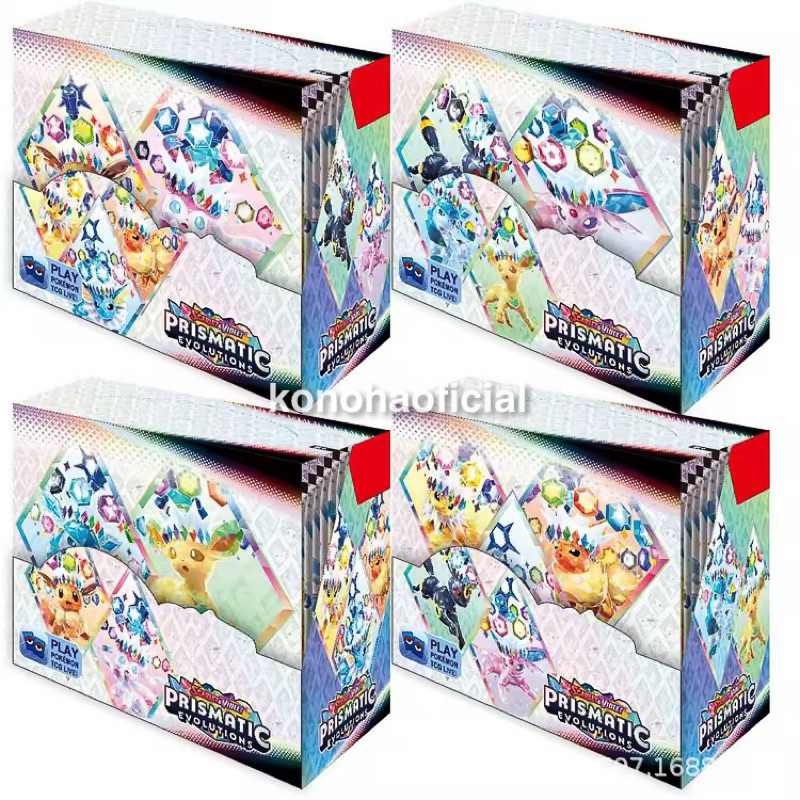 Box 360 Pcs Cartas Pokémon TCG Evoluções Prismáticas Mew e Mewtwo Escarlate e Violeta Booster Cartas Colecionáveis Raras