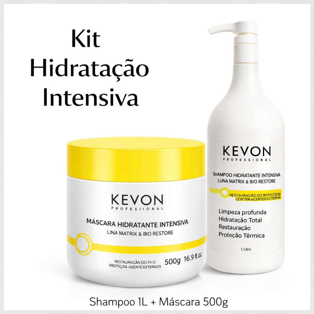 Kit Hidratação Intensiva Vek / Kevon Profissional Shampoo 1 litro + Máscara 550gr/ EFEITO TEIA