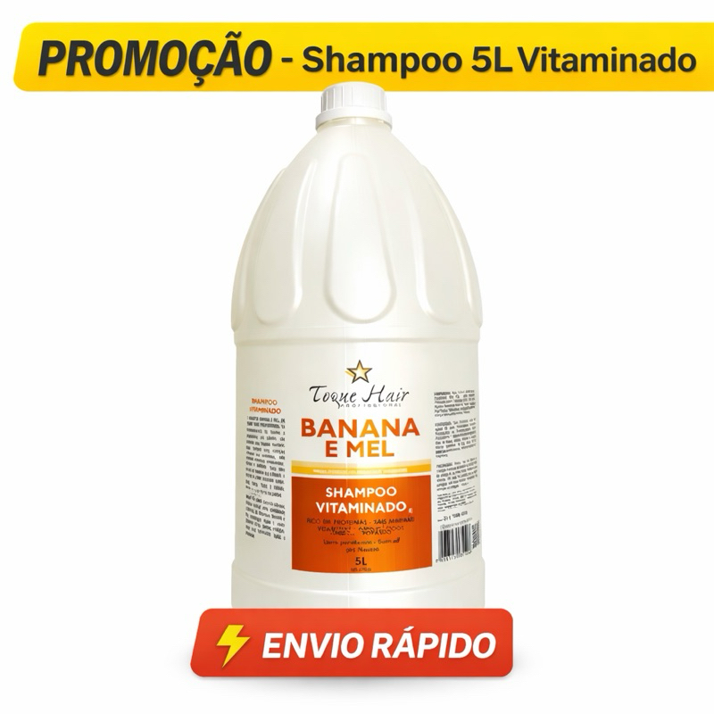 Shampoo 5 litros Perolado Banana e Mel Ph Neutro e Sem Sal Profissional Perfumado Equilibrado xampu champu