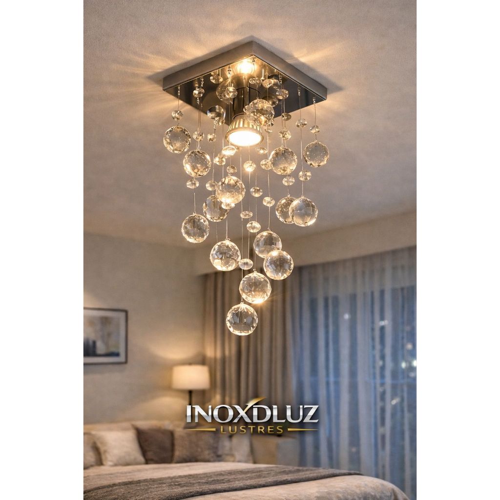 Lustre em Acrilico Modelo Chuva Facil Instalação