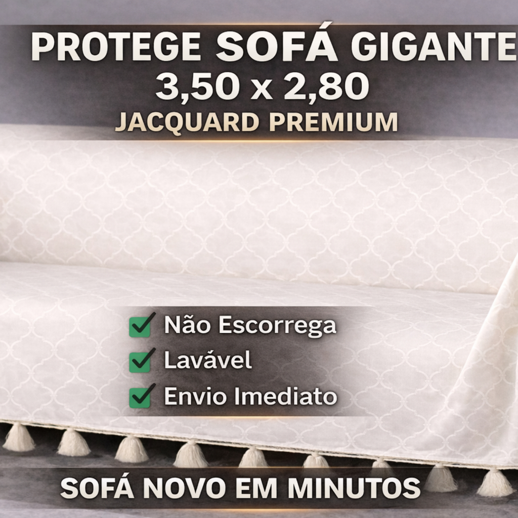 Xale para Sofá Gigante Retrátil 3,50×2,80 Jacquard Grosso Premium Cobre Sofá Grande Manta Decorativa