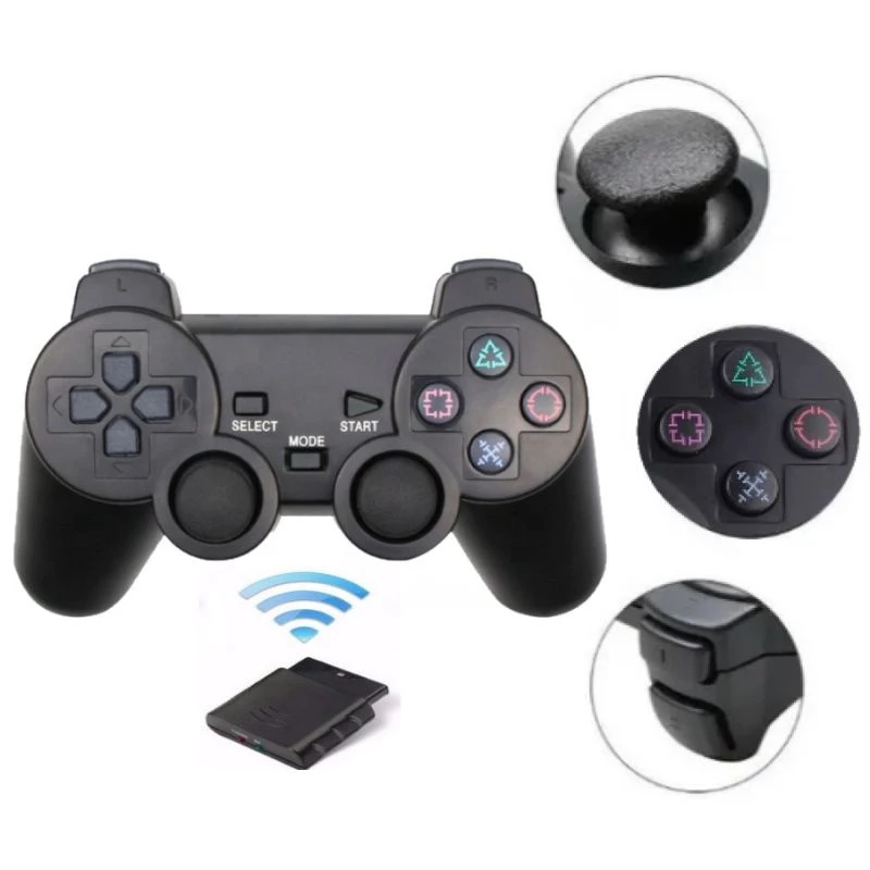 Controle PS2 Sem Fio 2.4GHz Wireless Analógico Compatível PlayStation 2