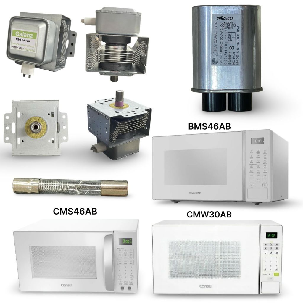 Reparo Microondas Arrumar CMS46AB / BMS46AB / CMW30AB Magnetron 610A + Cap 0,85uf + Fusivel de Vidro 0.8A