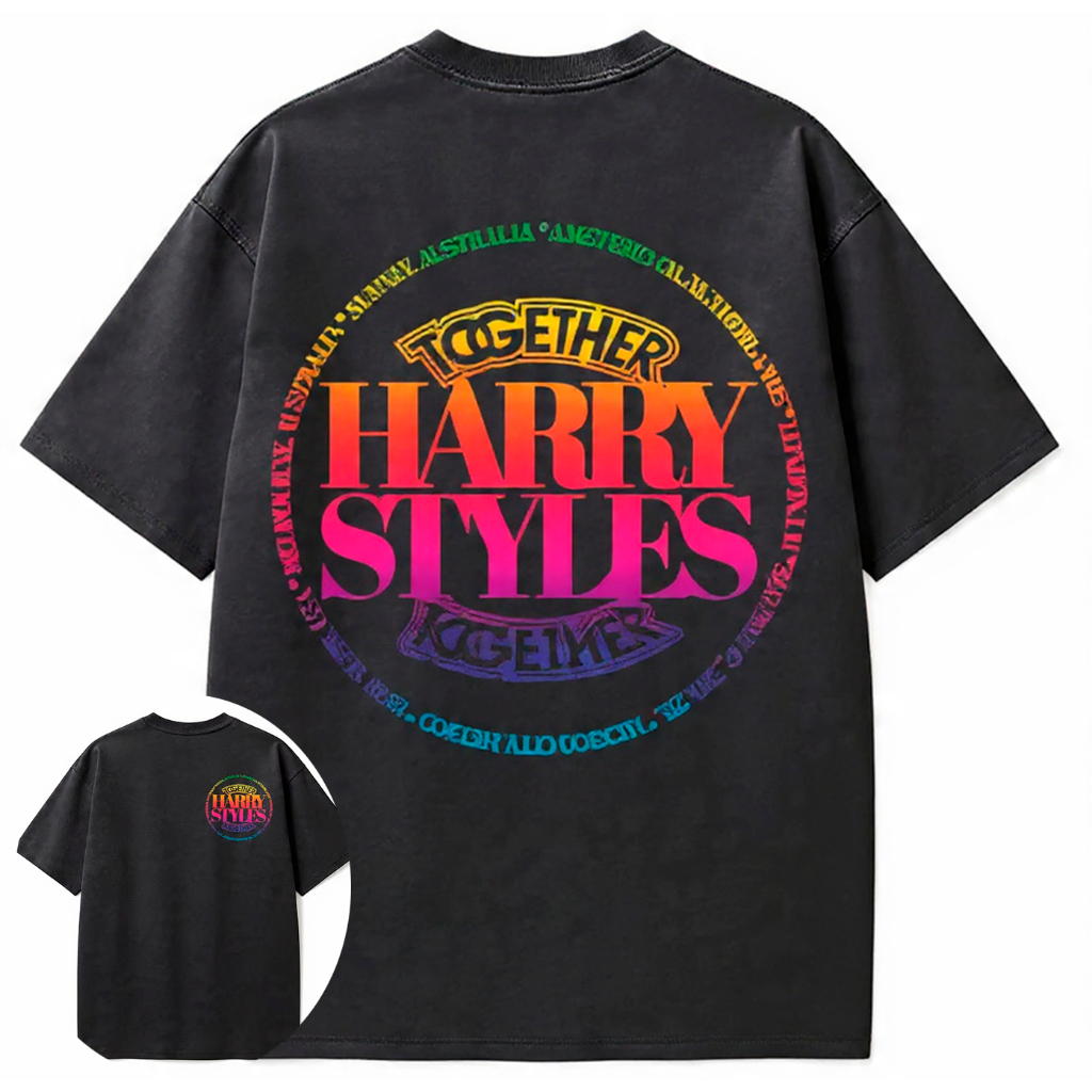 Camiseta Oversized ou Básica Harry Styles Turnê Mundial Together, Together Novo Album Kiss All The Time World Tour Pop