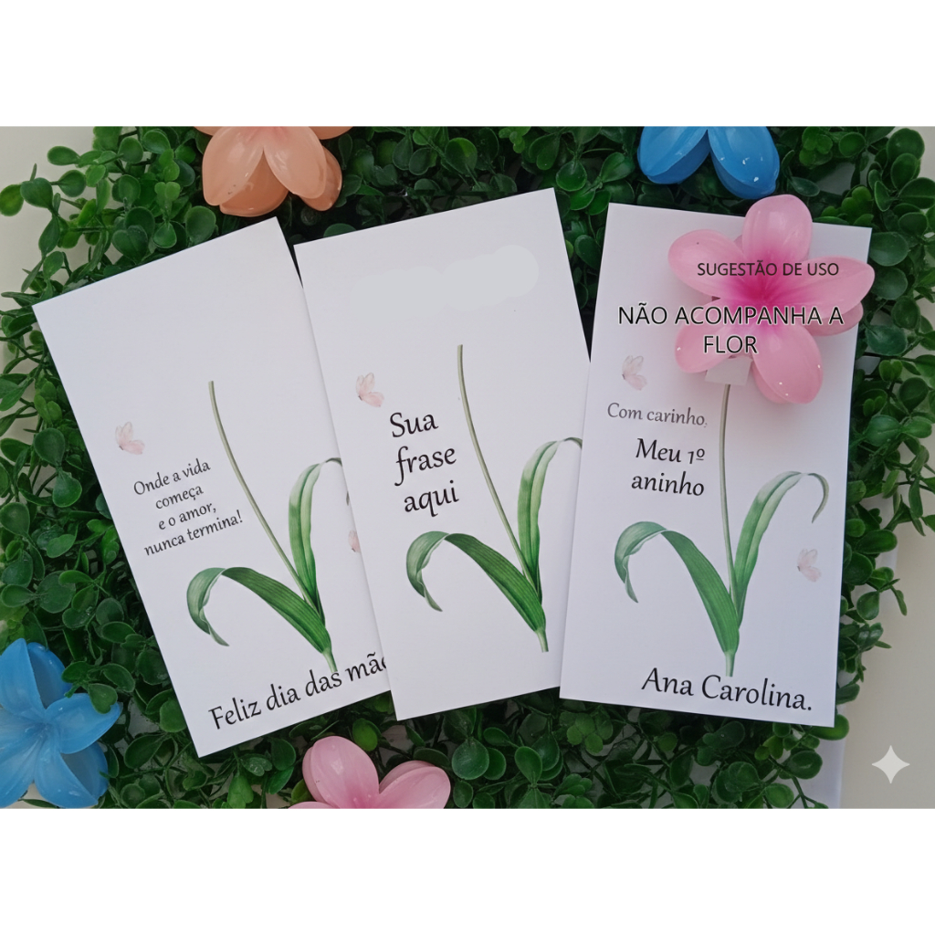 Cartão para lembrancinha ~ Frases personalizadas ~ Dia das mães, para cliente, batizado, nascimento, aniversário ... em Oferta na Shopee