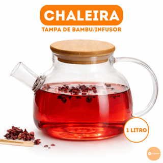Chaleira de Vidro Bule Tampa de Bambu Hermética Com Infusor 1Litro em Oferta na Shopee