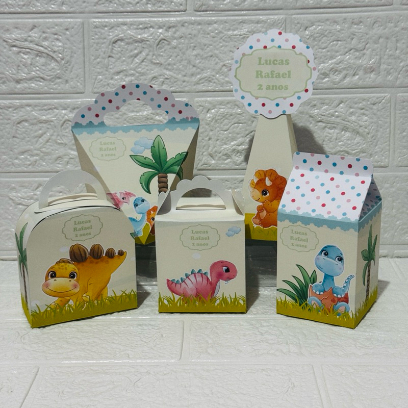 Kit Caixinhas Dinossauro baby,cute,lindo,fofo/Pegue e Monte/Caixas Lembrancinha Aniversário; Personalizados Nome e Idade