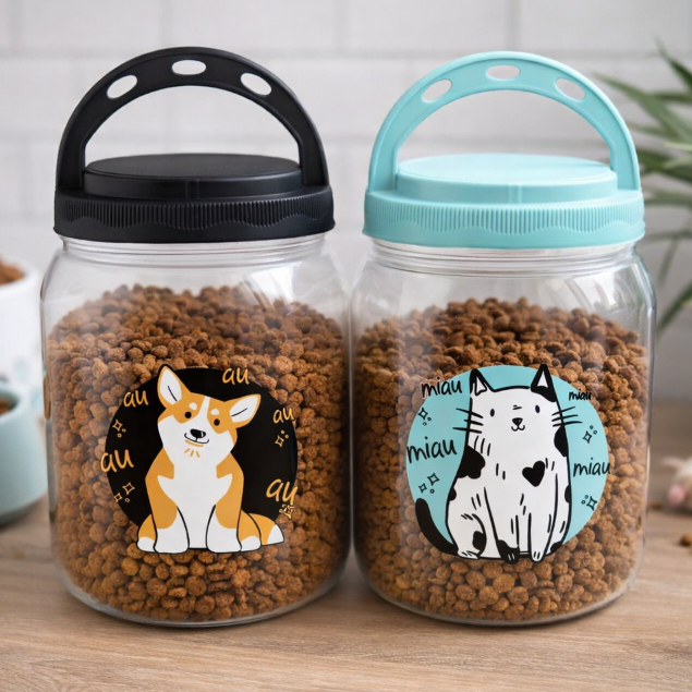 Porta Ração Petiscos para Gato Cachorro 1,7LT com Alça em Oferta na Shopee