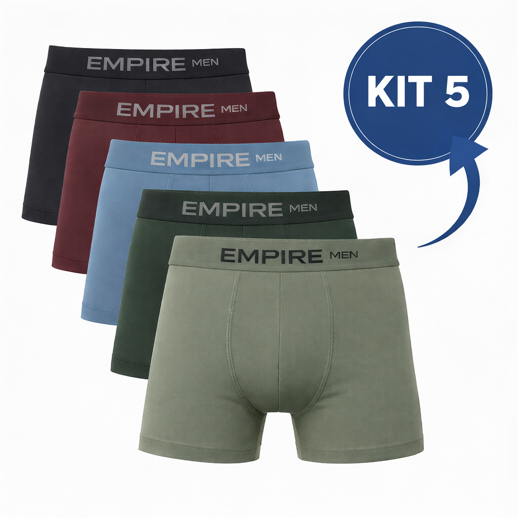Kit 5 Cuecas Box Boxer Microfibra Masculina Adulto - P Ao GG - Cueca Box Masculina - Cueca Boxer