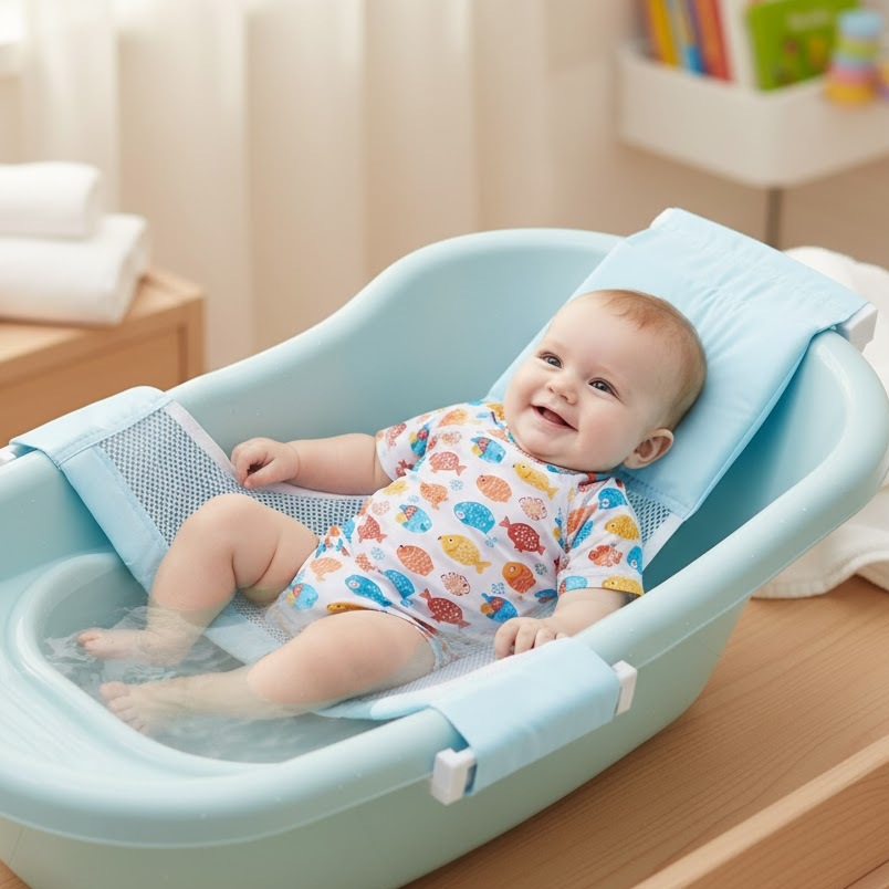 Rede de Banho Universal para Bebês - Suporte Seguro e Confortável para Banheira