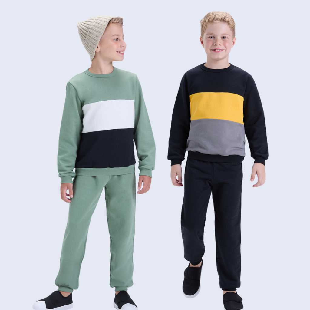 Conjunto Infantil de Inverno Masculino Moletom Tricolor