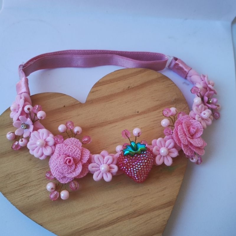 Tiara para bebê menina luxo laço infantil menina rosa moranguinho morango — imagem 2 de 2