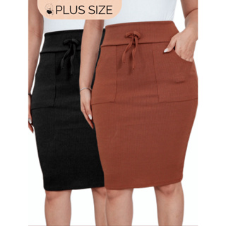MF PLUS size KIT 2 PEÇAS Saia Lápis com Bolso Cintura Elástica em Oferta na Shopee