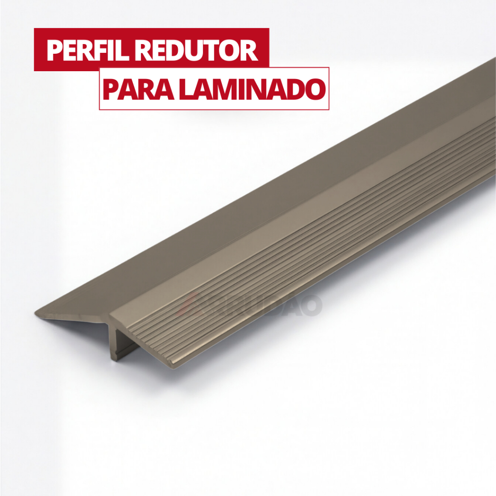 Perfil Redutor para Piso Laminado 1 Metro Champagne | Transição de Desnível em Alumínio