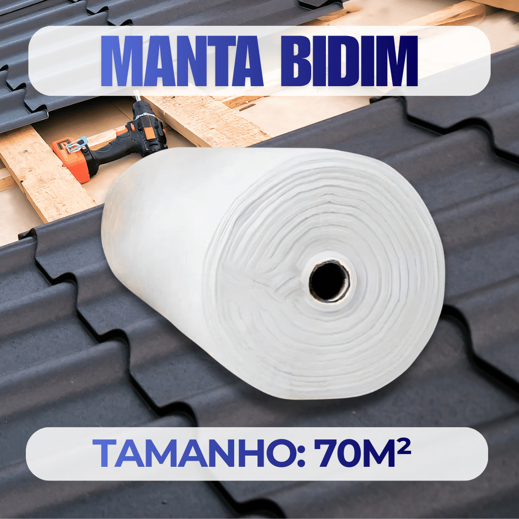 Manta Bidim VP50 70m² Suporte Estrutural para Impermeabilização de Cobertura Resistência Laje Telha