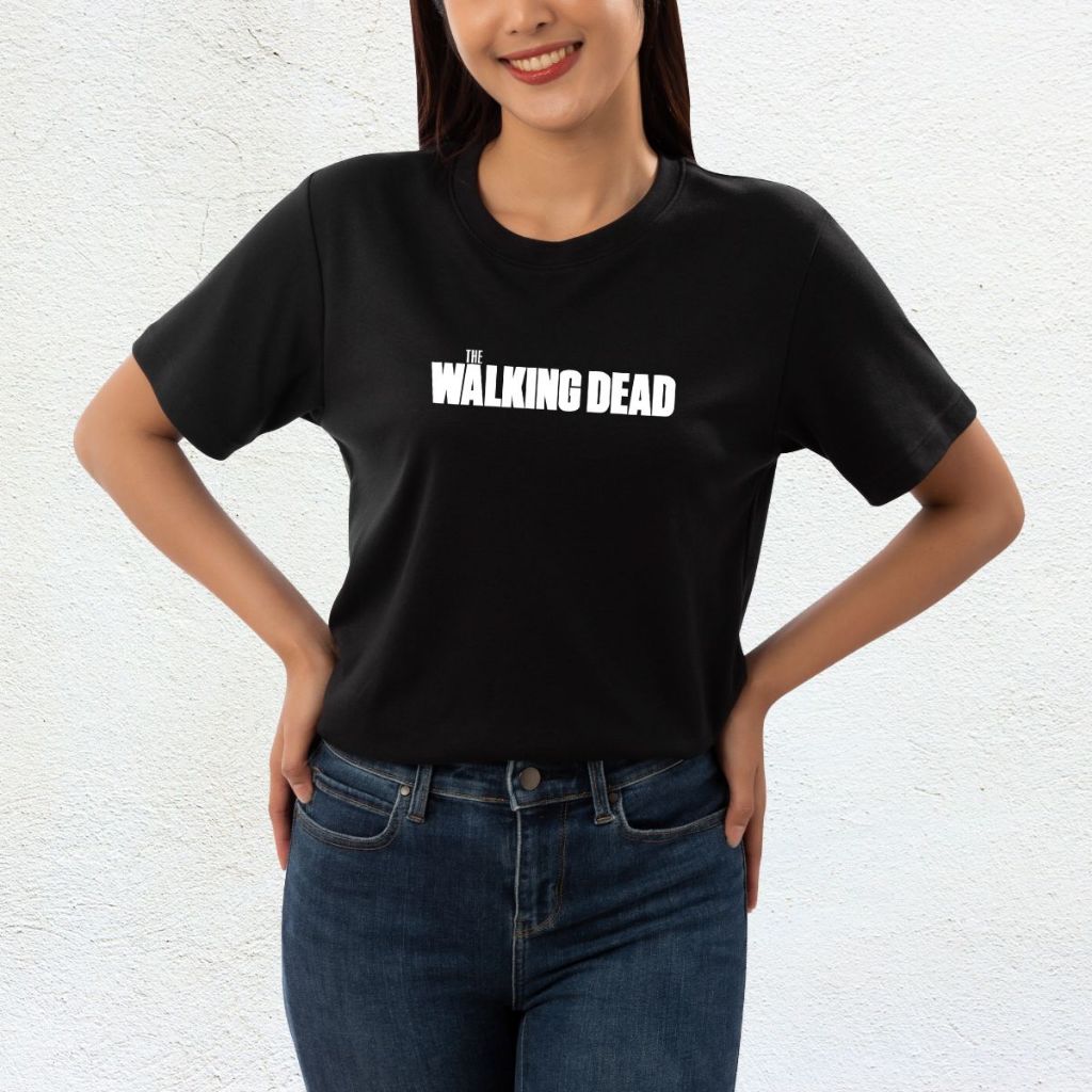 Camiseta Feminina The Walking Dead Seriado Zumbi TWD Preta Algodão