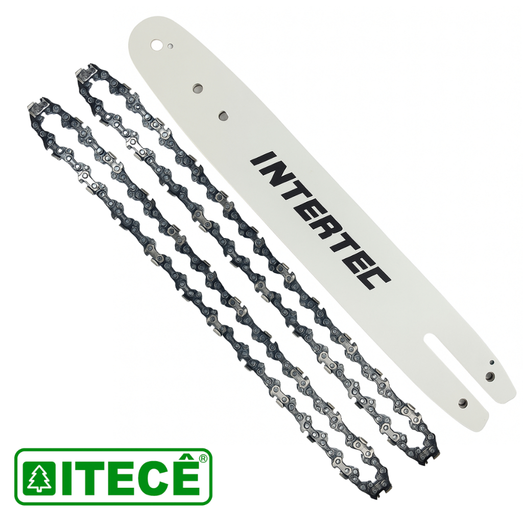 Kit Sabre Saibro + 2 Corrente Motosserra MS170 MS180 Compatível Sthil 12 polegadas