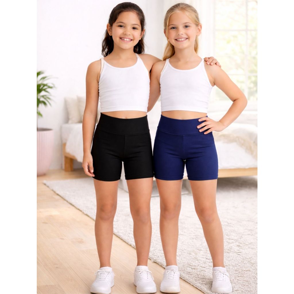 KIT 2 OU 3 SHORT INFANTIL MENINA SUPLEX BERMUDA REFORÇADA ESCOLAR em Oferta na Shopee