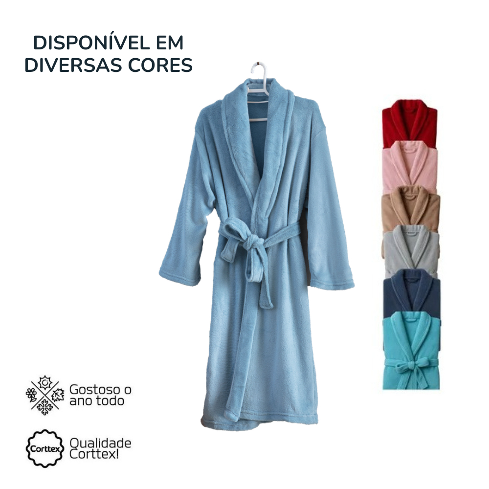 Roupão Microfibra Corttex Attuale Unissex Adulto Macio e Antialérgico em Oferta na Shopee