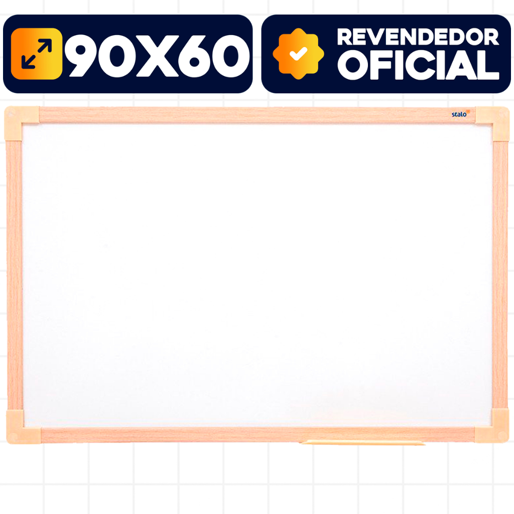 Quadro Branco Lousa Branca 90x60cm Moldura Em Madeira Com Porta Apagador em Oferta na Shopee
