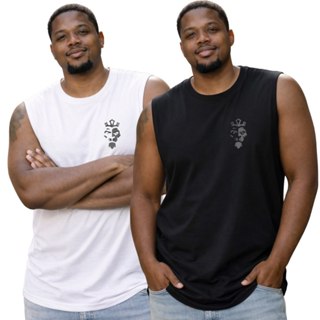 Camiseta Plus Size Masculina Street Lion Camisa Básica 100% Algodão Extra Grande Regata G1 ao G4 em Oferta na Shopee