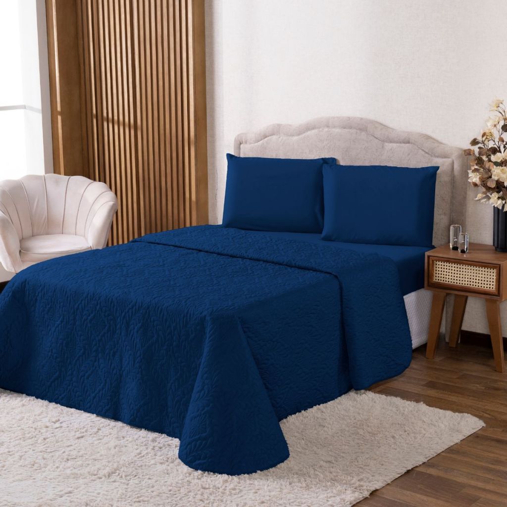 Cobre Leito Casal 3 Peças Folhas Apronta entrega Tecido Macio