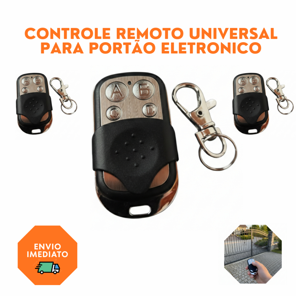 Controle Universal de Portão Eletrônico 433Mhz automático Garagem 4 Botões Residencial - KIT 1-4 em Oferta na Shopee