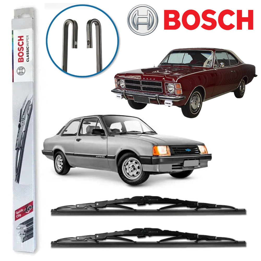 Par de Palheta Limpador Parabrisa GM Chevette Opala Fiat Fiorino Ford Corcel Del Rey BOSCH