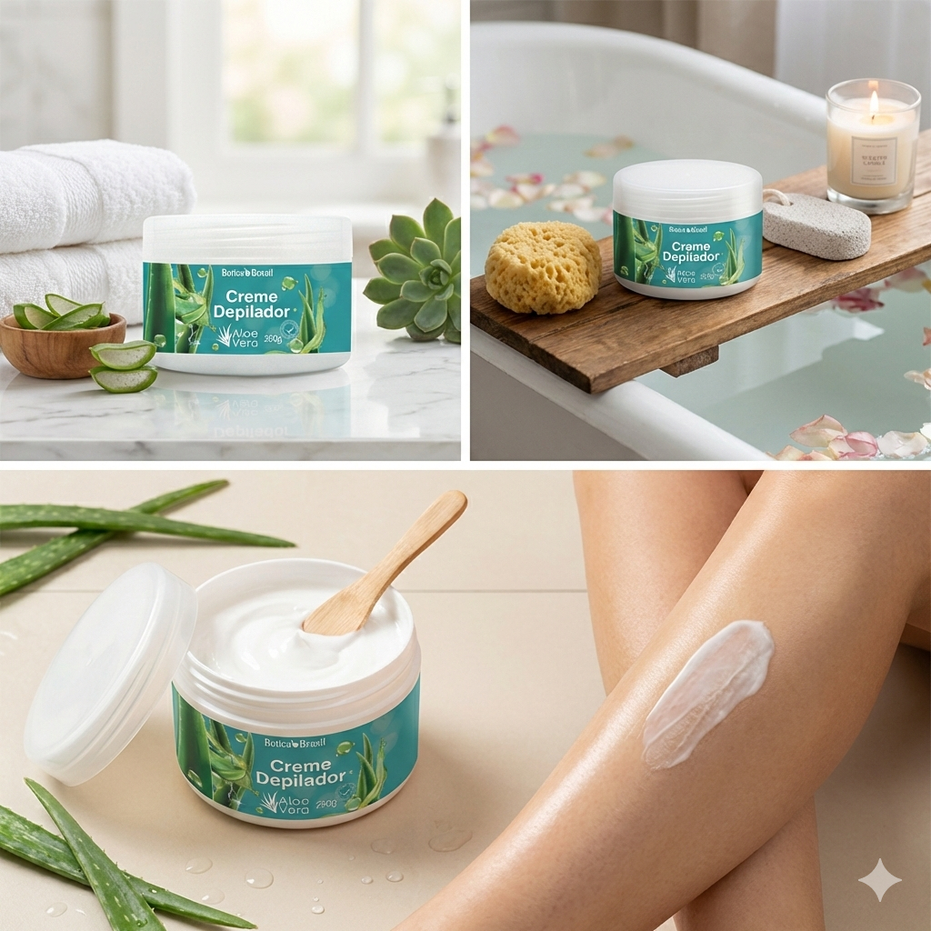 Creme Depilador Depilatório Corpo Pernas Axilas Virilhas Sem Dor com Aloe Vera Botica Brasil - 250g