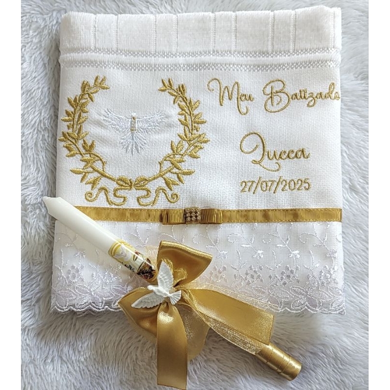 Toalha e Vela para Batizado