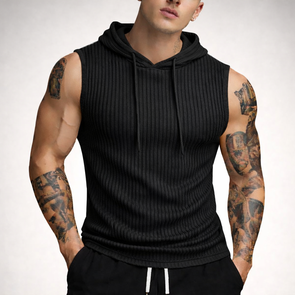 Regata Capuz Canelada Masculina Camiseta sem manga slim Premium em Oferta na Shopee