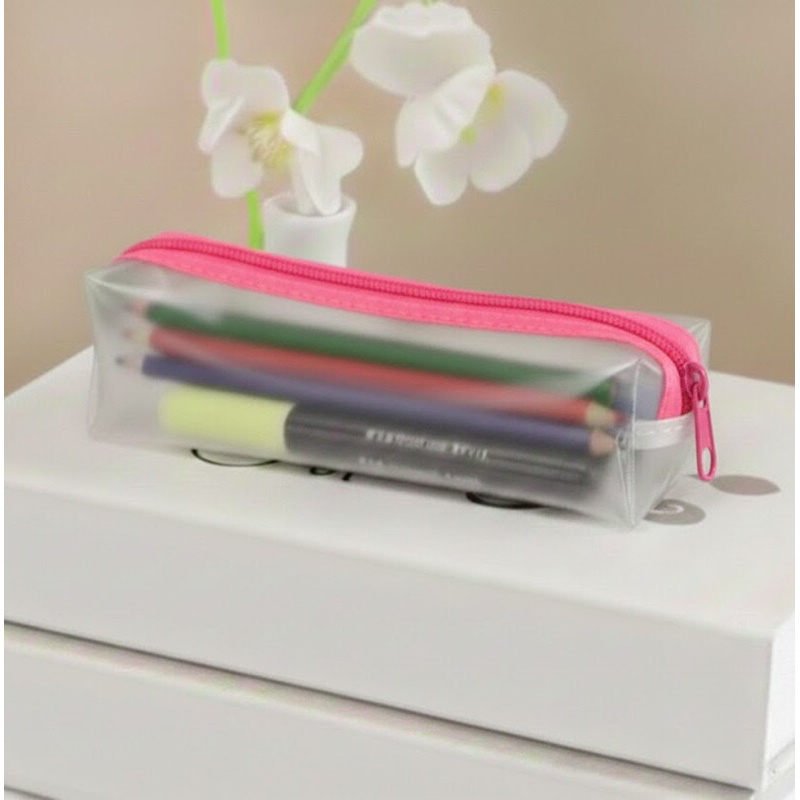 Estojo escolar trasparente translúcido colorido lindo em Oferta na Shopee