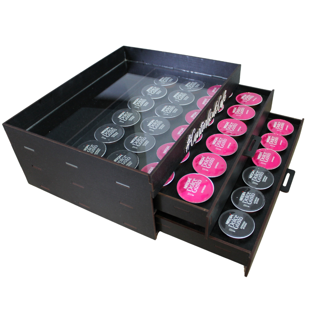 Porta Capsulas Bandeja Dolce Gusto Comoda 2 Gavetas Organizadora Suporte Mdf Decoração Servir Café