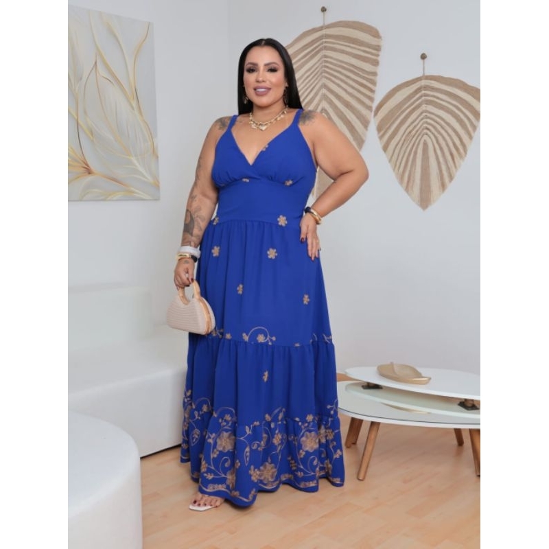 Vestido em decote V com alça Regulável Plus Size em Oferta na Shopee
