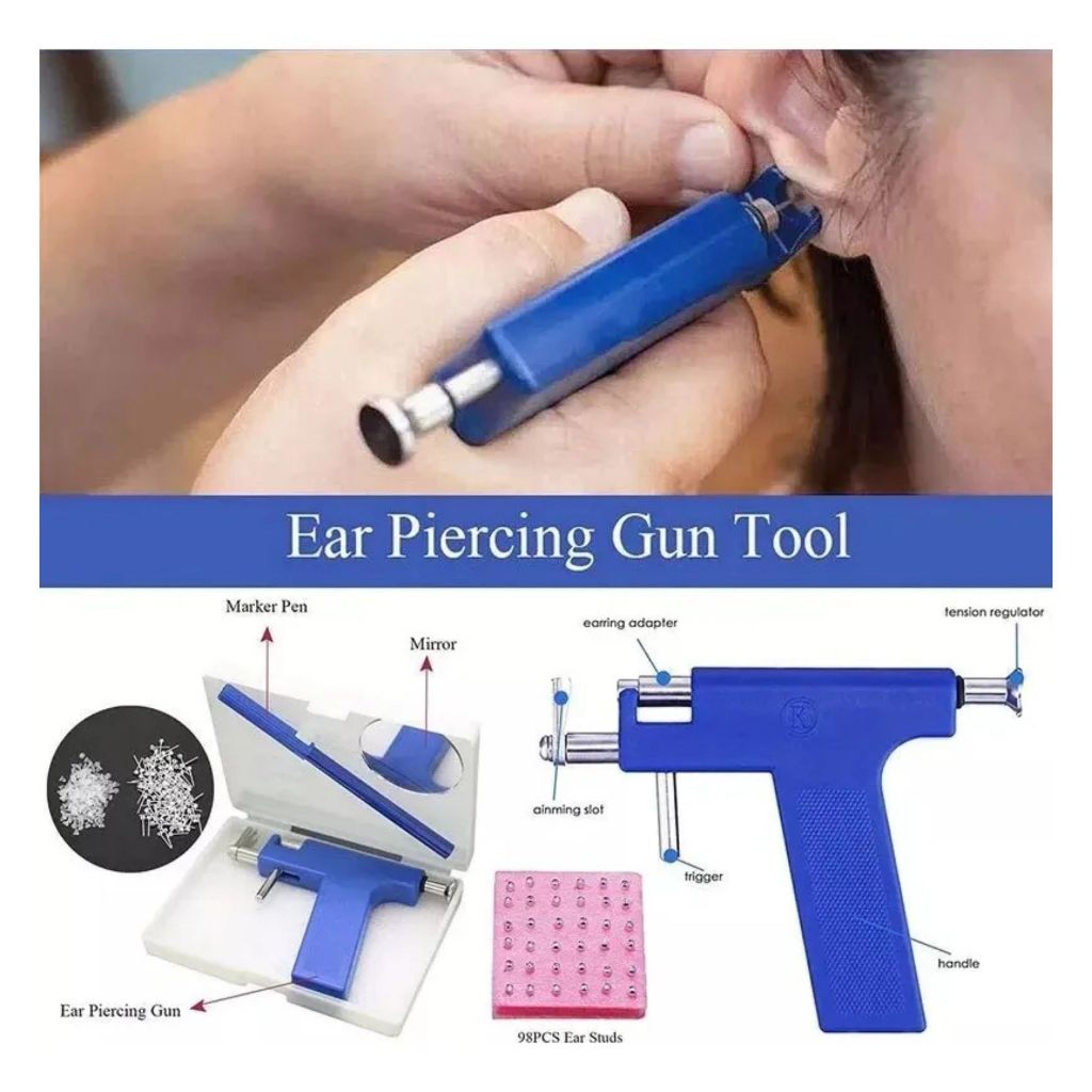 Kit Pistola De Piercing Para Furar Orelha Com Brinco Profissional Furador De Nariz E Umbigo Manual em Oferta na Shopee