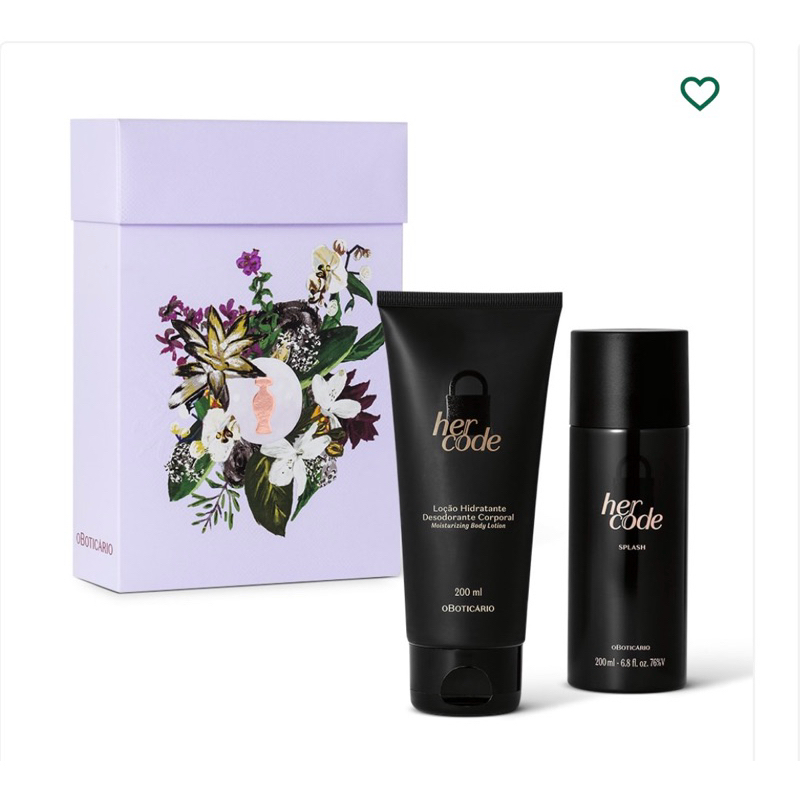 Kit Presente Her Code Loção Hidratante Desodorante Corporal Her Code 200ml + Body Splash 200ml