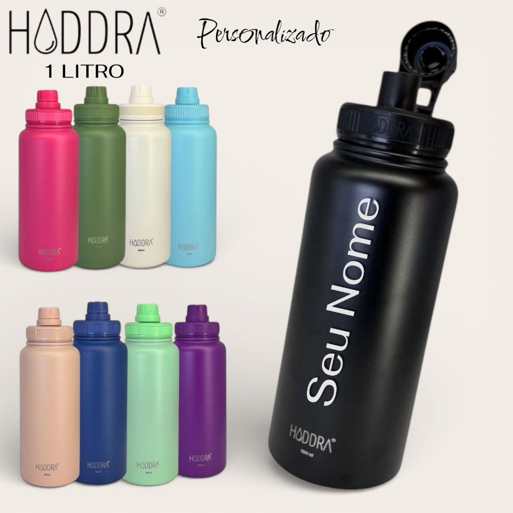 Hiddra Garrafa Térmica Personalizada Seu Nome 1 Litro Inox Squeeze Academia Água Gelada e Quente — R$ 78,99 em Shopee
