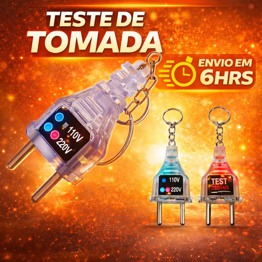 Teste de Tomada Identificador de Voltagem -110/220v Com chaveiro