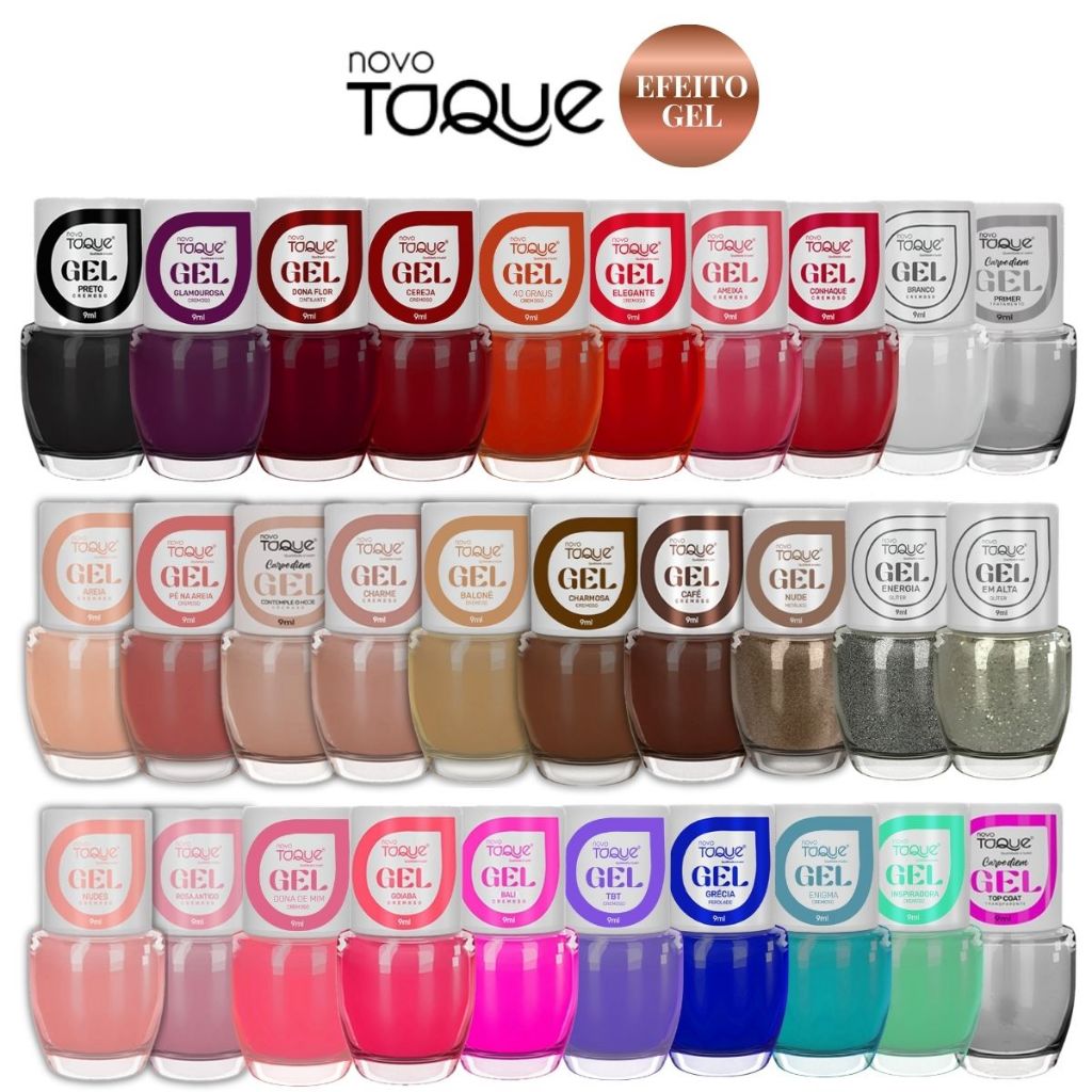 Esmalte Efeito Gel Novo Toque Kit 30 Cores Sortidas Seca Sem Cabine Manicure Pedicure Lançamento