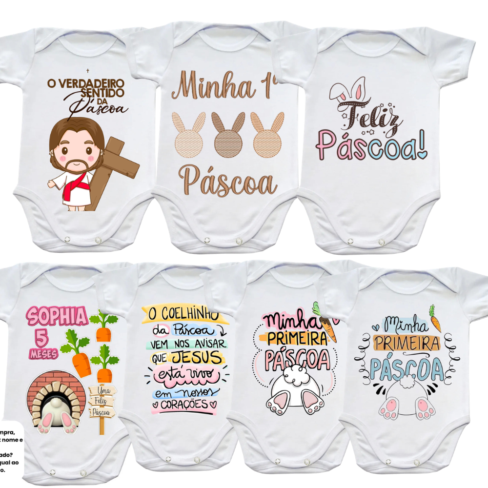 Body Bebê Páscoa Personalizado | Estampa Fofa | Ideal RN | Presente Especial