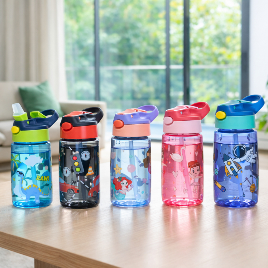 Garrafa / Squeeze Canudo Silicone Infantil Plástico / garrafa de água Infantil 450ml MIMI em Oferta na Shopee