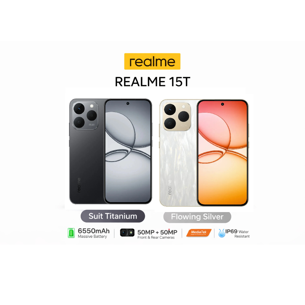 Smartphone Realme 15T 5G 256GB 8GB RAM Dual Sim NFC 120Hz 50MP 6550mAh Produto Lacrado Original