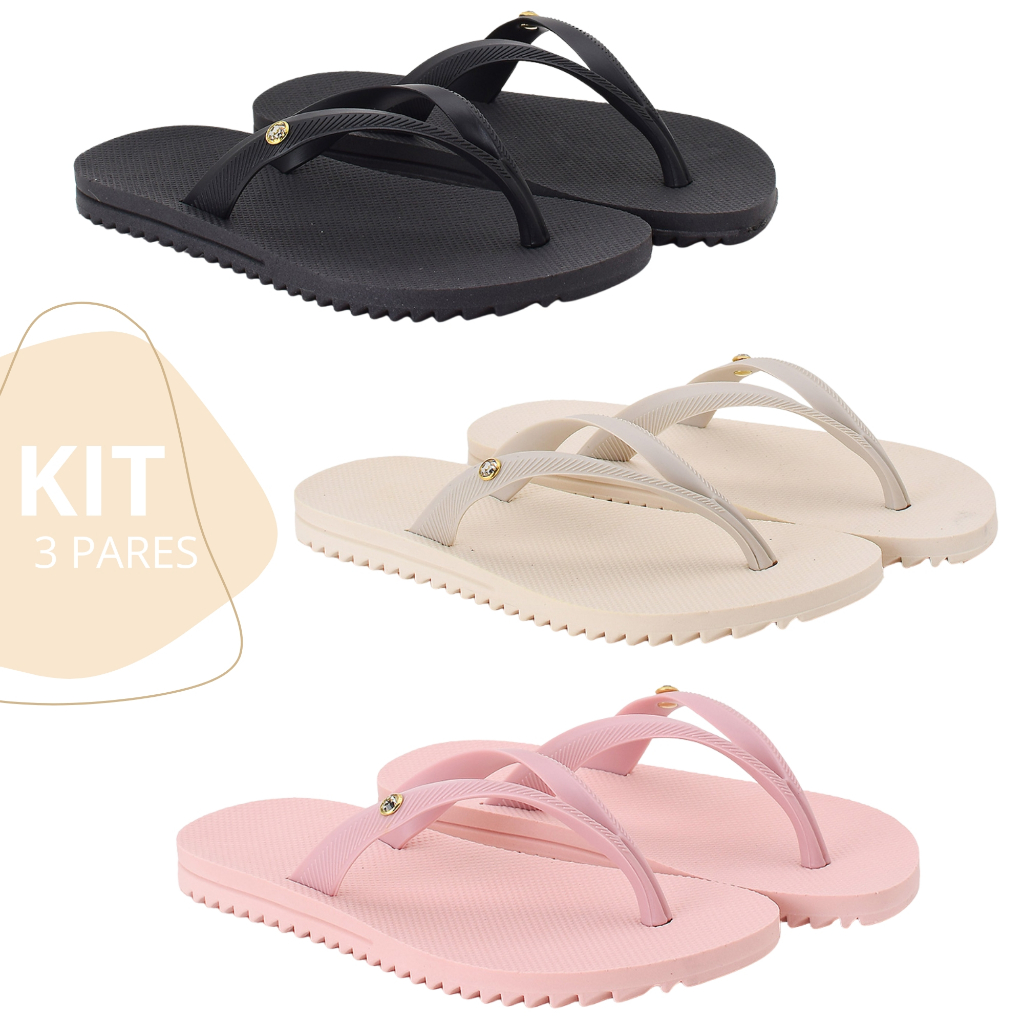 Kit Chinelo Feminino Infantil Menina Confortável Casual