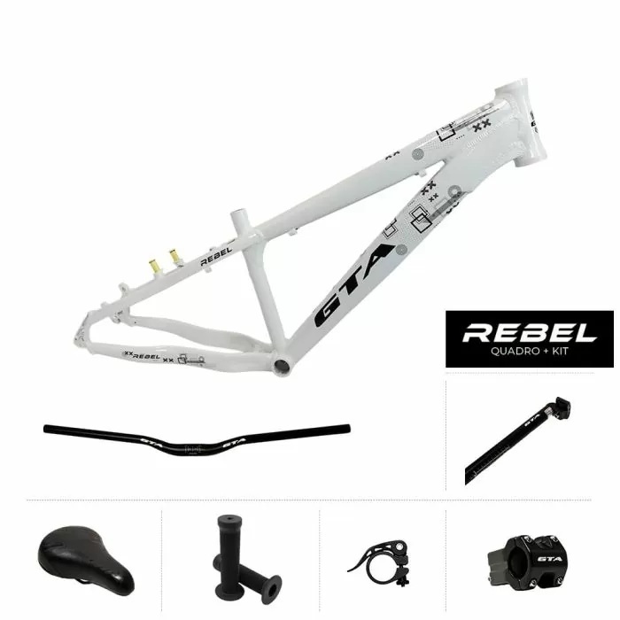 Quadro Bike Bicicleta Aro 26 Freeride GTA Rebel Branco + KIT