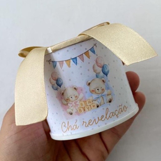 Kit Tubolatas Personalizadas 5x6 lembrancinha Chá revelação Ursinhos maternidade