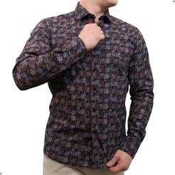 Camisa Social Masculina Slim Fit Estampada Floral