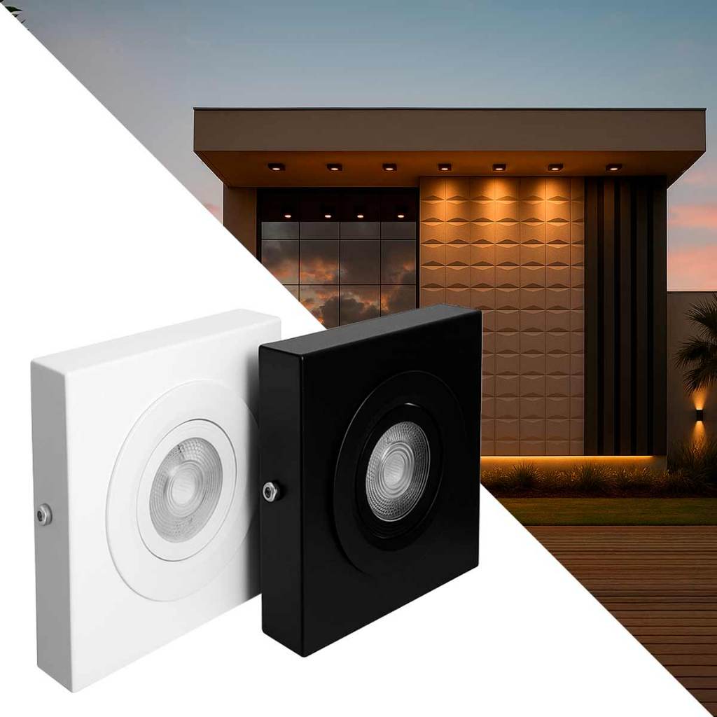 Kit 5x Spot Sobrepor Slim Alumínio Beiral 7w Br Quente St3250